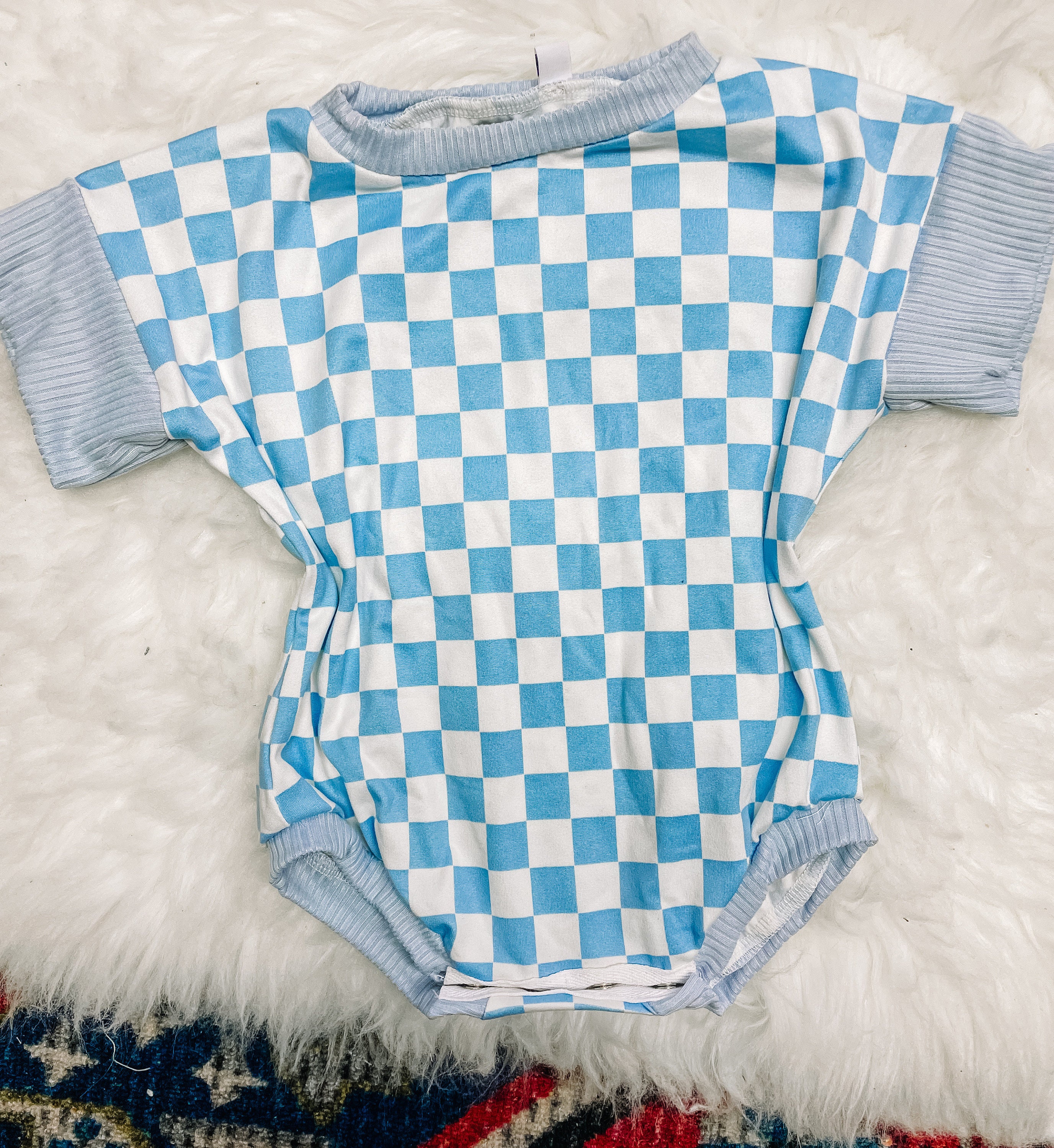 Blue Checkerds Romper With Snaps| Baby Shower Gift, Baby