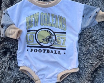 New Orleans Football Bubble Romper With Snaps| bubble romper | newborn baby outfit | baby outfit | birthday baby outfit