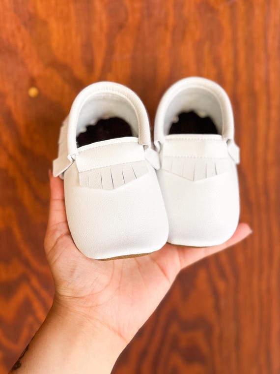 Mocasines blancos con flecos/Mocasines para bebé/Zapatos con