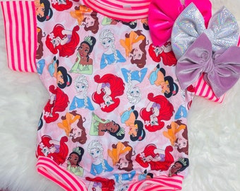 Pink Princess Romper With Snaps| Baby Shower Gift, Baby Romper, Baby Body Suit