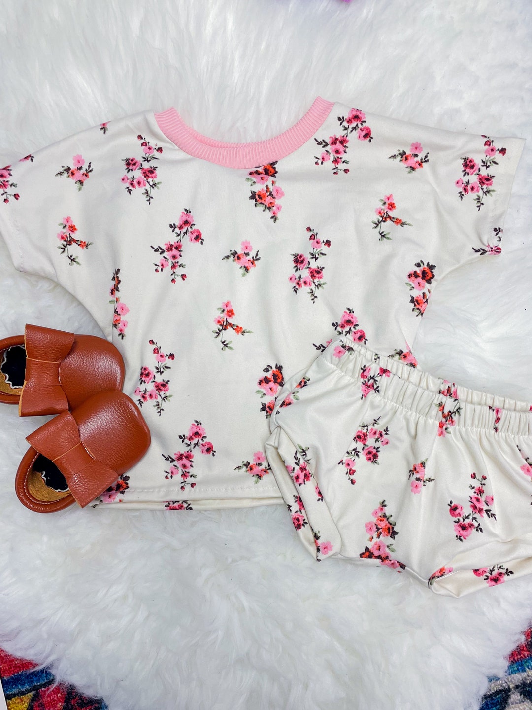 White Floral Shorts