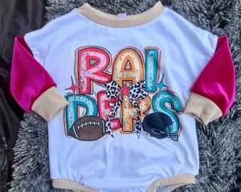 Raiders Football Bubble Romper With Snaps| bubble romper | newborn baby outfit | baby outfit | birthday baby outfit