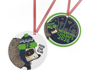 Jimothy 12 Knit Hat We Are The Champs 2026 Seattle Fan Club Seahawks Christmas Holiday Double-Sided Metal Ornament Funny Commemorative Gift