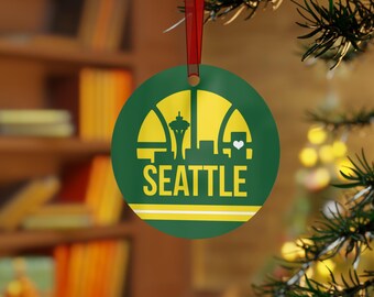 Seattle Ornament - Remember the Seattle SuperSonics basketball memories - Unique Seattle vintage style decor - Metal ornament