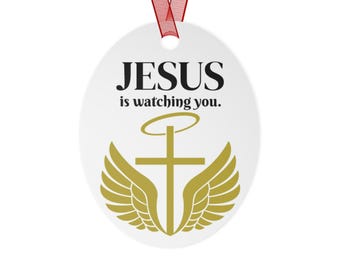 Jesus is Watching You Ornament Christmas Gift Stocking Stuffer Unique Christian Decor Jesus loves you Kindness Compassion Love Your Neighbor