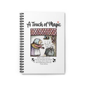 Strega Nona Recipe Book, Notebook, Journal - A Touch of Magic - Gift, Cozy, Fall, Winter, Christmas, Holiday, Family, Tomie dePaola fans