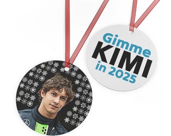 Kimi Antonelli Ornament - Gimme Kimi in 2025 - Formula One F1 Driver - Mercedes Racing Team - Christmas Holiday Fan Gift-Double-sided metal