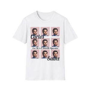 Carlos Sainz - Heart Pattern - F1 Formula One Driver - Cute, Fun Gift for Fan - Unisex Softstyle T-Shirt