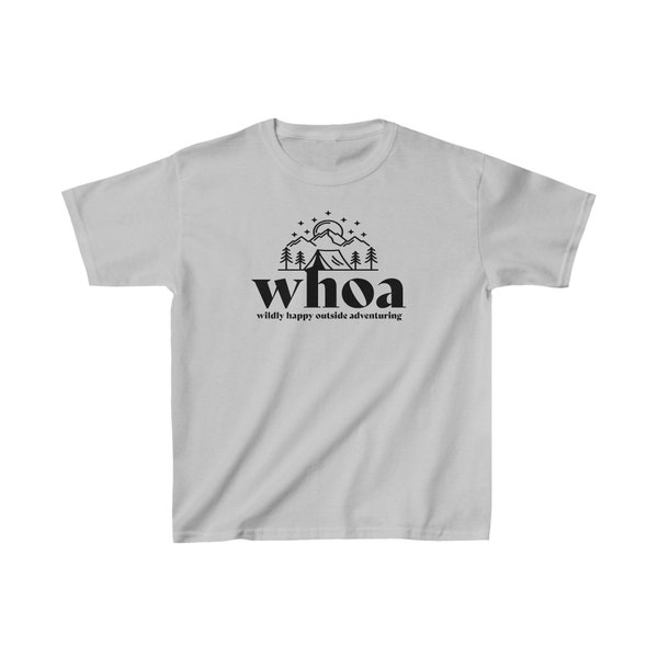 Happy Outside Kids T-Shirt - WHOA - Wildly Happy Outside Adventuring - Outdoors Adventures Unisex Kids Tee