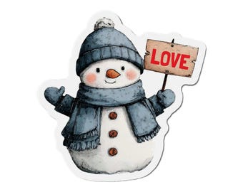 Snowman Love Protest Sign Magnet - Tis the Season for Kindness, Compassion, Love - Cozy winter snow adorable fridge decor