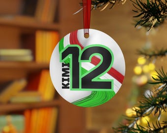 Kimi Antonelli 12 Ornament - Formula One F1 Driver Fan Gift Italian Colors Background - Christmas Holiday Commemorative 2025