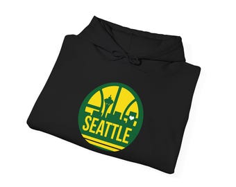 Seattle Sweatshirt - Supersonics Colors I Love Seattle Unique Vintage Style Cozy Winter Gift Christmas Holiday - Unisex Hoodie Heavy Blend™