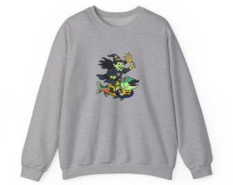 Humpy Salmon Etsy Witch Mustache Magic Trident Commemorative Seattle Mariners 2025 Fan Sweatshirt - Unisex Heavy Blend™ Crewneck Sweatshirt