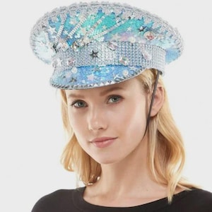 Steampunk Burning Man Rhinestones Captain Hat for Rave And Festival