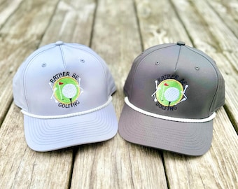 Embroidered Golf Lover Baseball Hat: Rather Be Golfing - Richardson 5 Panel