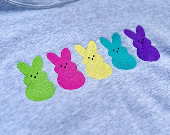 Embroidered Peeps Bunny Shirt: Comfort Colors Crewneck & Gildan Sweatshirt