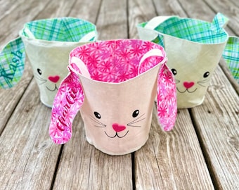 Custom Embroidered Canvas Easter Bag: Personalized Bunny Basket