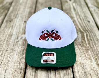 Christmas Bow Embroidered Hat - Holly Berry Baseball Hat