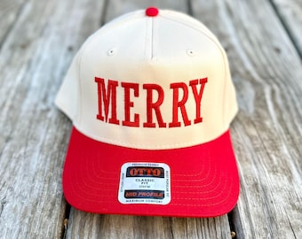 Merry Embroidered Hat - Christmas Baseball Hat