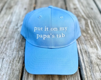 Put It On My Papa's Tab Kids Embroidered Hat - Vacation, Cruise, Resort