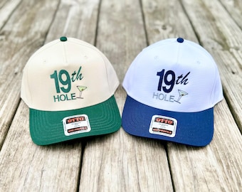 Embroidered 19th Hole Baseball Hat - Martini and Golfing - OTTO 5 Panel