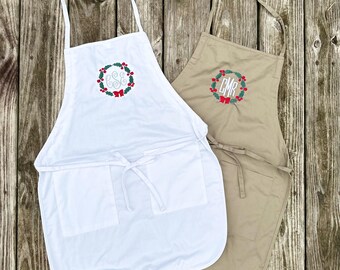 Christmas Wreath Apron - Personalized - Monogram