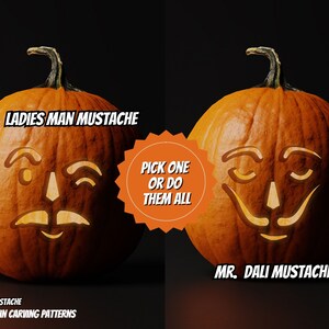 Mr. Mustache Pumpkin Carving Patterns/ Pumpkin Carving Stencils ...