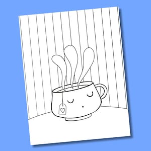 Tea Coloring Sheet, Kids Coloring, Adult Coloring, Printable Coloring PDF