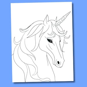 Pagina da colorare unicorno, Pagina da colorare unicorno stampabile, PDF da colorare unicorno, Colorazione per bambini, Colorazione per adulti