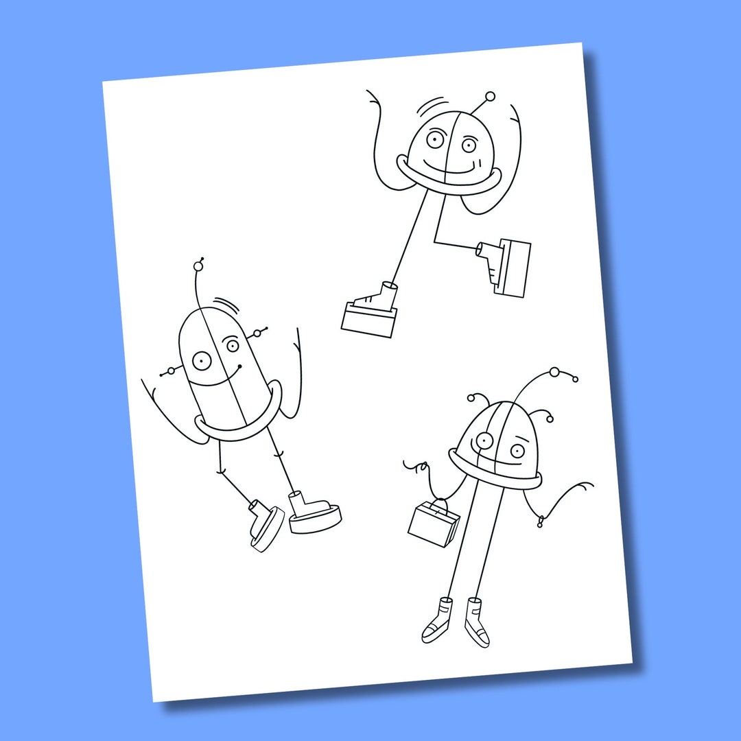Robot Coloring Sheets, Robot Coloring Pages, Printable Coloring Pages, Digital Download PDF - Etsy