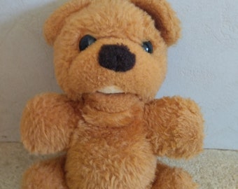 vintage peluche chien-ours marron grelot Made in France