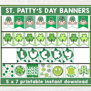 St. Patrick&#39;s Day Banner, Happy St. Patrick&#39;s Day, St. Patty&#39;s Day Banner, March Banners, Printable Banner, Clover Banner, March Printable