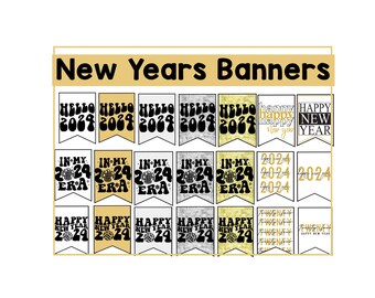 5x7 New Year Banner, Bunting Banner, Happy New Year, New Years Printable, Instant Download, Happy New Year Banner