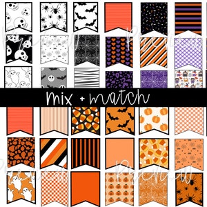 50+ Halloween Pennant Designs, Halloween Party Bunting Banner, Instant Download, Party Decor