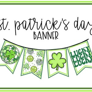 St. Patrick&#39;s Day Banner, Happy St. Patrick&#39;s Day, St. Patty&#39;s Day Banner, March Banners, Printable Banner, Clover Banner, March Printable