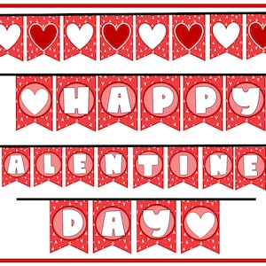 Valentine&#39;s Day Banner, Happy Valentine&#39;s Day, Valentine Banner, Valentine&#39;s Day, Printable Banner, Hearts Banner