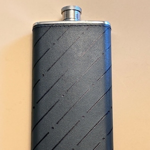AHS Leather Wrapped Flask, Made in Germany, Tin Lined, 5 Ounces, 6&quot; High, Label on Bottom