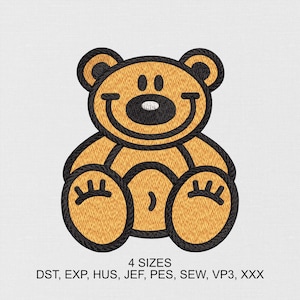 Teddy Bear Machine Embroidery Design - 4 sizes - Digital Embroidery File - Instant Download