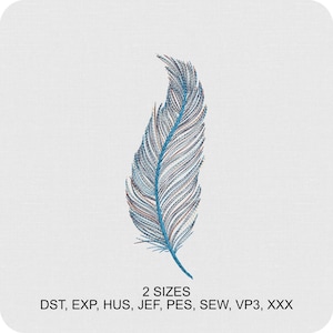 Beautiful Feather Machine Embroidery Design - 2 sizes - Digital Embroidery File - Instant Download