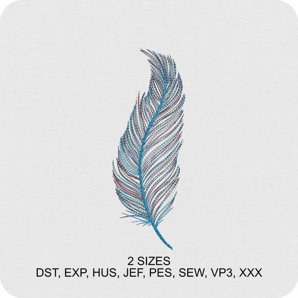 Feather Machine Embroidery Design: 2 Sizes (Digital Download)