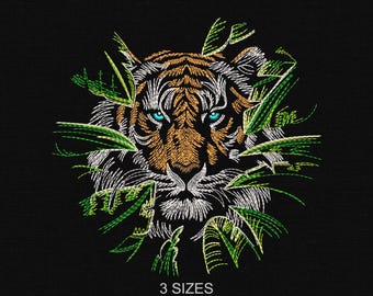 Tiger Embroidery Design: Jungle Animal Art (3 Sizes) (Digital Embroidery File)