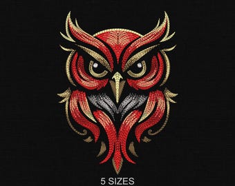 Colorful Abstract Owl Machine Embroidery Design (Digital Download)