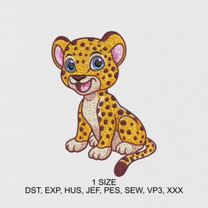 Cute Spotted Leopard Machine Embroidery Design - Cheetah Machine Embroidery Design - 1 size - Digital Embroidery File - Instant Download