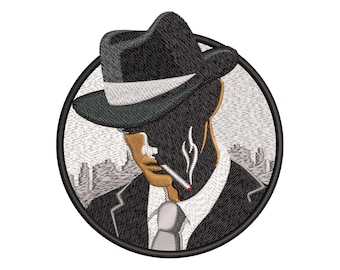 Gangster In Black Hat Machine Embroidery Design - 1 size - Digital Embroidery File - Instant Download