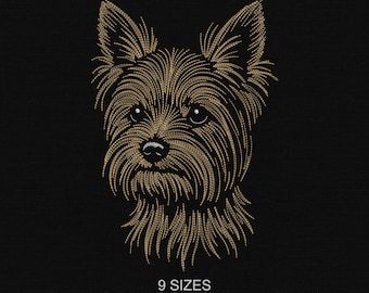 Yorkshire Terrier Embroidery Design | Dog Portrait | Digital Download | Pet Machine File | Minimal Line Art Gift | 9 sizes | Dst Pes Jef
