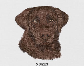Chocolate Labrador Retriever Dog Machine Embroidery Design - 5 sizes - Digital Embroidery File - Instant Download