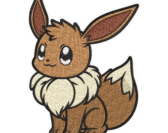 Pokemon Eevee Embroidery Design, Machine Embroidery Design, Digital Embroidery File, Instant Download