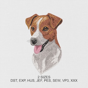 Jack Russell Terrier Dog Machine Embroidery Design - Puppy Machine Embroidery - 2 sizes - Digital Embroidery File - Instant Download