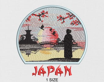 Japan Pagoda Embroidery Design: Beauty Applique (Digital File)