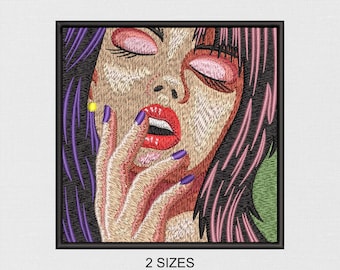 Woman Face Machine Embroidery - 2 sizes - Digital Embroidery File - Instant Download